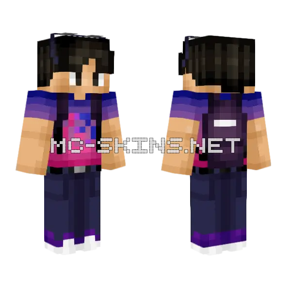 Purple Gradient Hoodie Minecraft skin, front and back