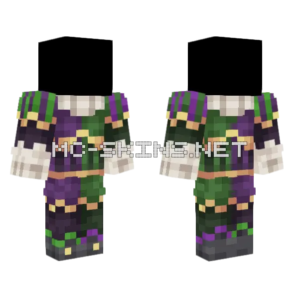 Purple Green Outfit Minecraft skin, front and back