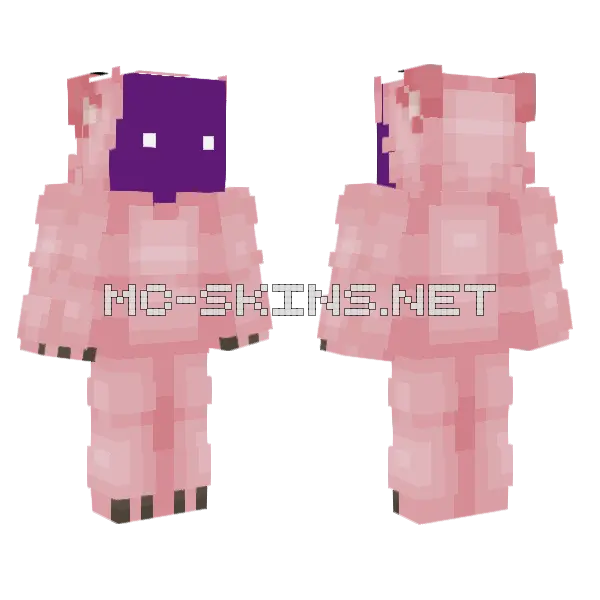 Purple Guy Pig Minecraft skin, front and back