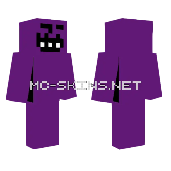 Purple Guy Trollface Minecraft skin, front and back