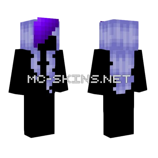 Purple Hair Base Minecraft skin, front and back