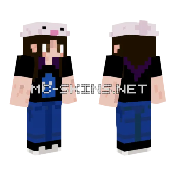 Purple Hair Bunny 3 Minecraft skin, front and back