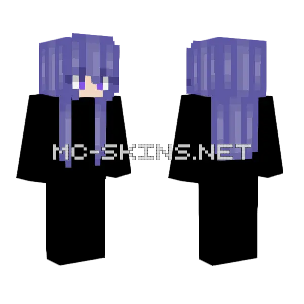 Purple Hair Girl Minecraft skin, front and back