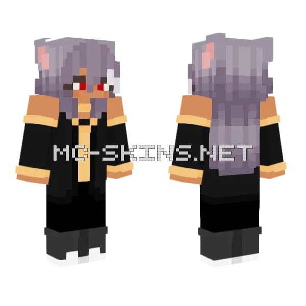 Purple Hair Girl Minecraft skin, front and back