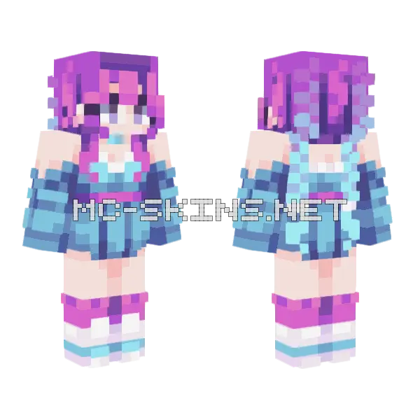 Purple Hair Girl Minecraft skin, front and back