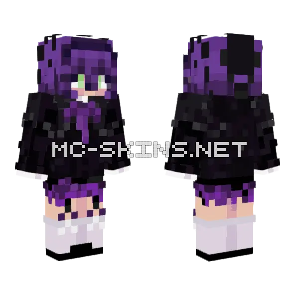 Purple Hair Girl Minecraft skin, front and back