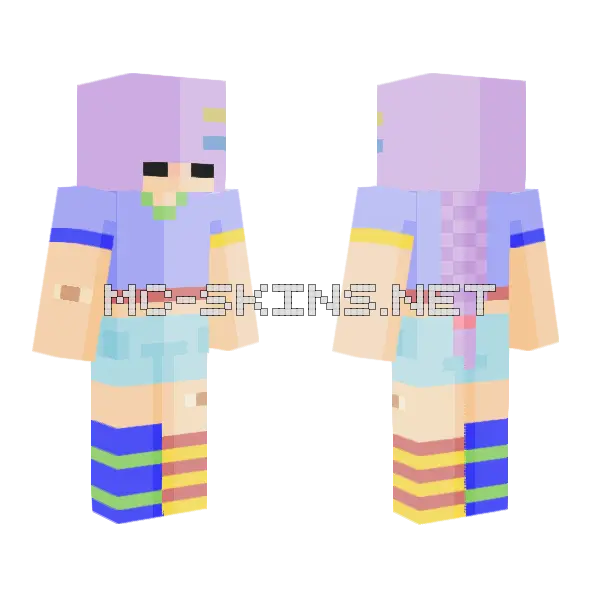 Purple Hair Girl Minecraft skin, front and back