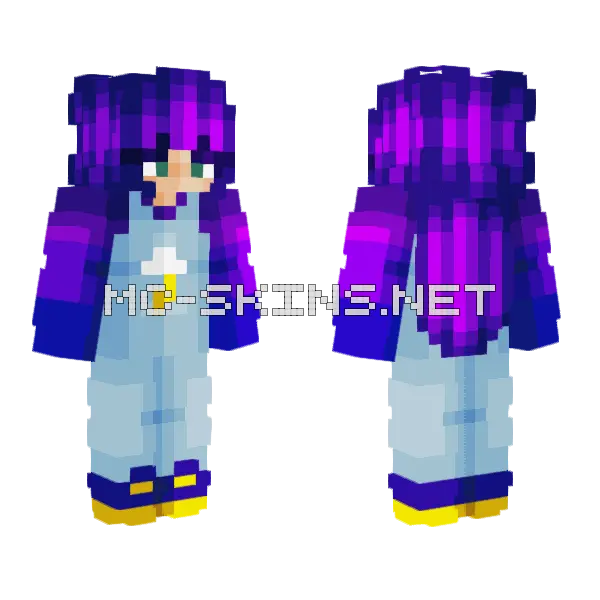 Purple Hair Girl Minecraft skin, front and back