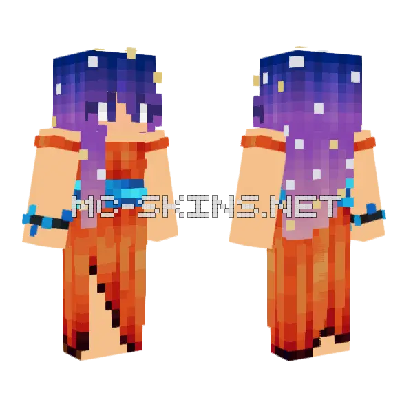 Purple Hair Girl Minecraft skin, front and back