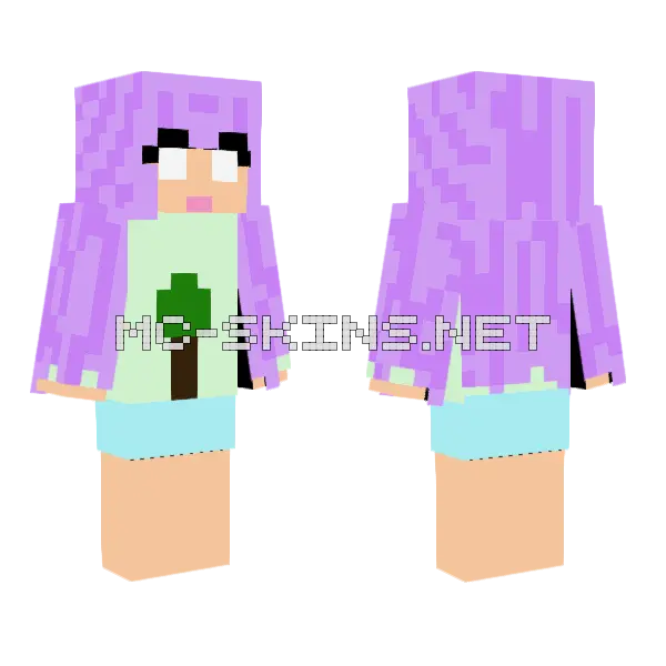 Purple Hair Girl Minecraft skin, front and back