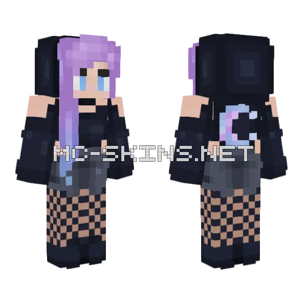 Purple Hair Girl Minecraft skin, front and back