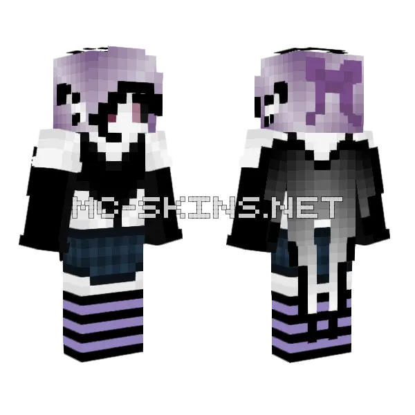 Purple Hair Girl Minecraft skin, front and back
