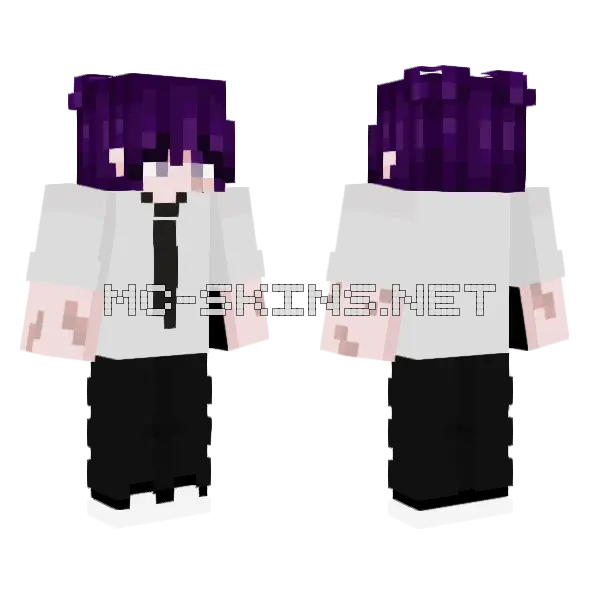 Purple Hair School Uniform Minecraft skin, front and back