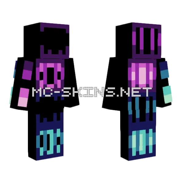 Purple Hair Side Back Minecraft skin, front and back