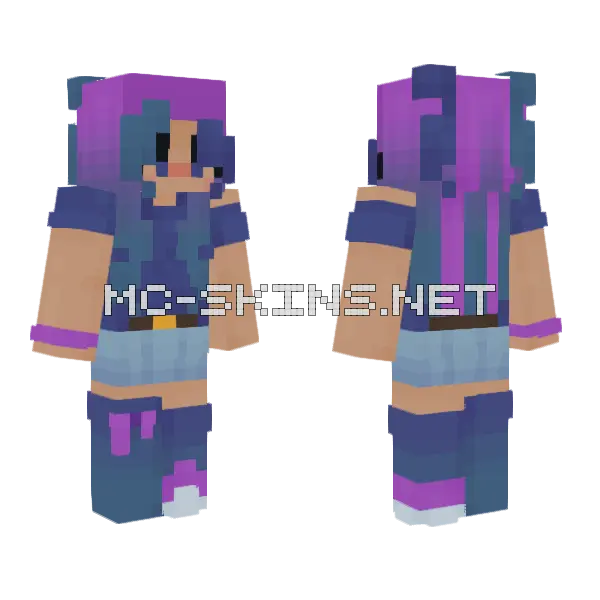 Purple Hair Wizard Minecraft skin, front and back