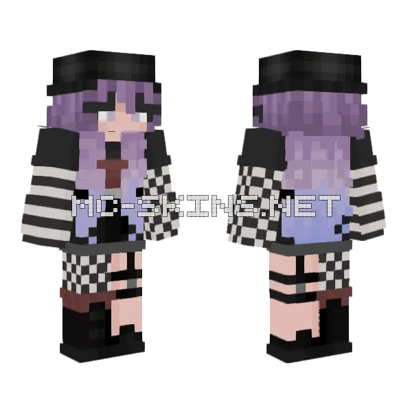 Purple Haired E Girl Minecraft skin, front and back