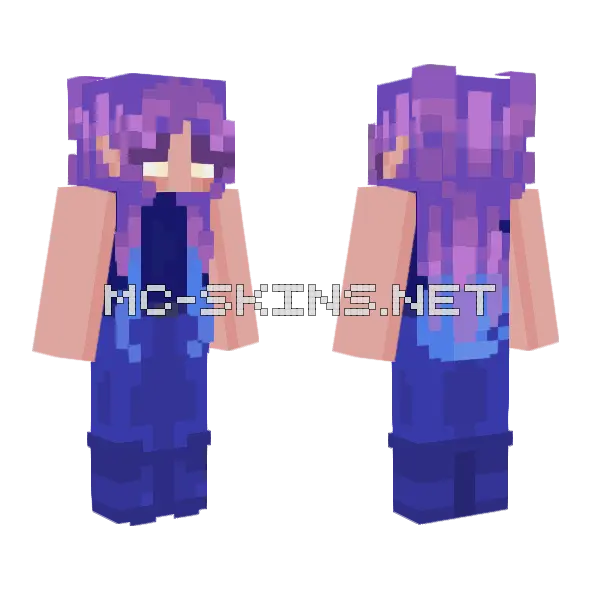 Purple Haired Girl Minecraft skin, front and back