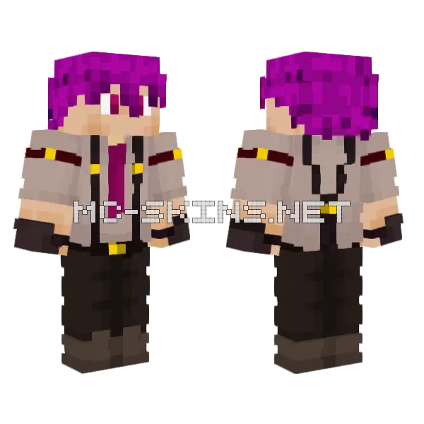 Purple Haired Girl Minecraft skin, front and back