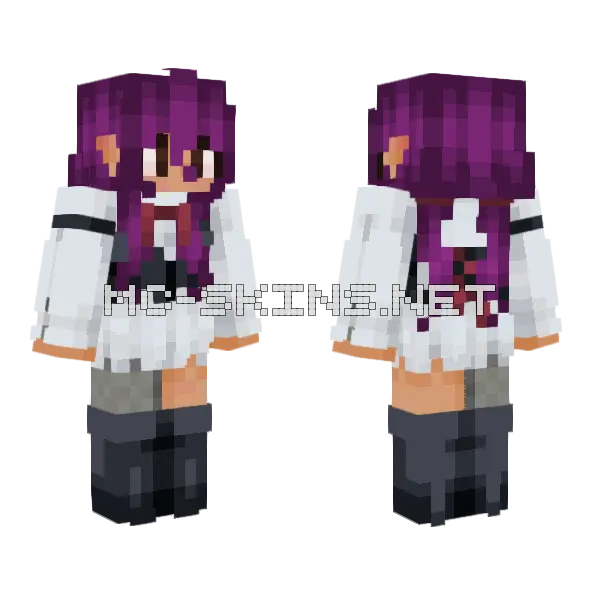 Purple Haired Girl Minecraft skin, front and back