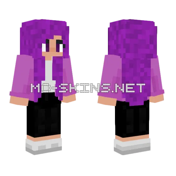 Purple Haired Girl Minecraft skin, front and back