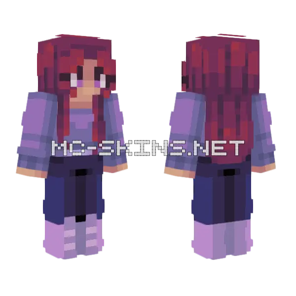 Purple Haired Girl Minecraft skin, front and back