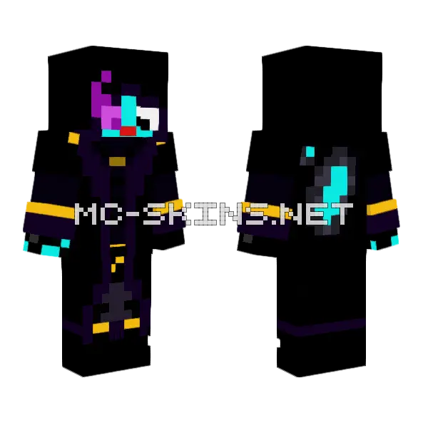 Purple Haired Mage Minecraft skin, front and back