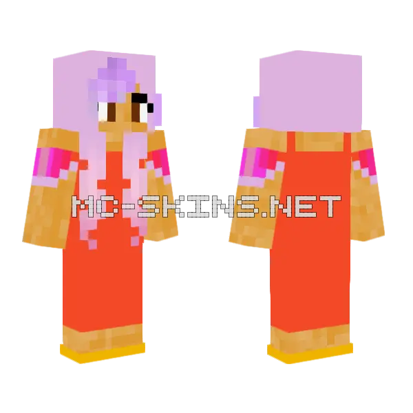 Purple Hat Girl Minecraft skin, front and back