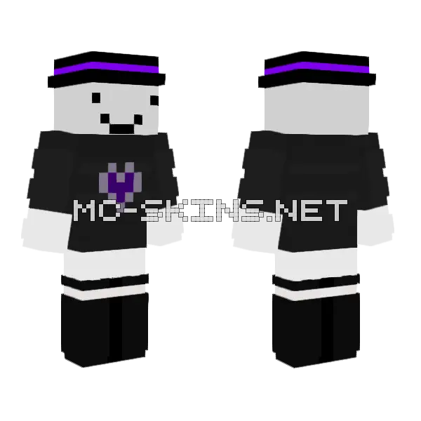Purple Hat Man Minecraft skin, front and back