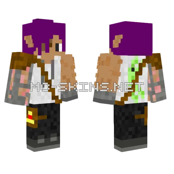 Purple Hat Scientist Minecraft skin, front and back