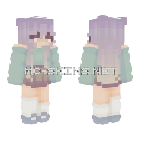 Purple Honey Ombre Hair Minecraft skin, front and back