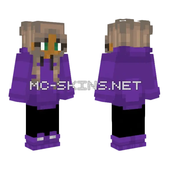Purple Hooded Figure Minecraft skin, front and back