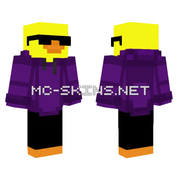Purple Hoodie Duck Minecraft skin, front and back