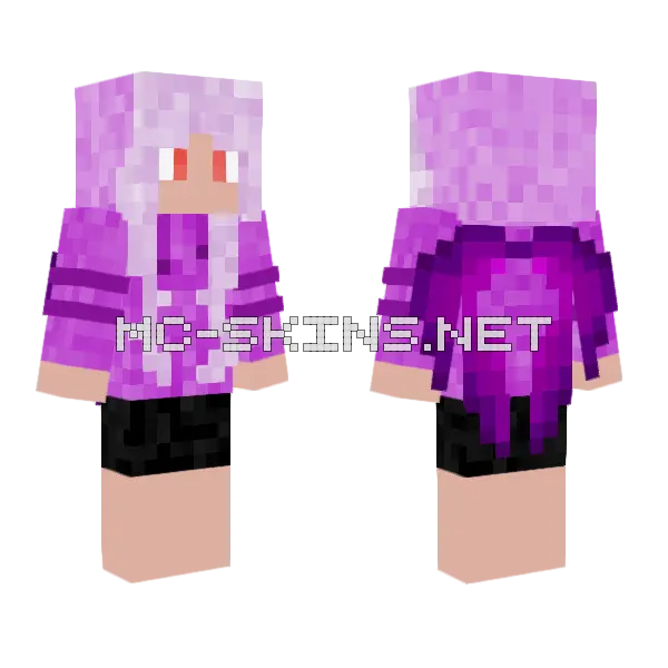 Purple Hoodie Girl Minecraft skin, front and back