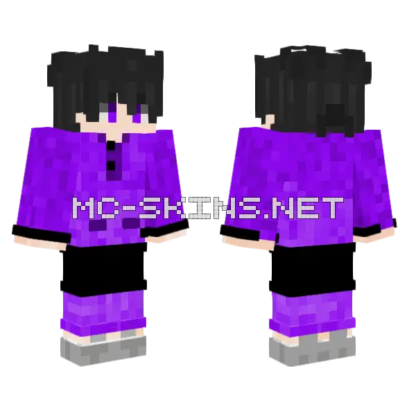 Purple Hoodie Girl Minecraft skin, front and back