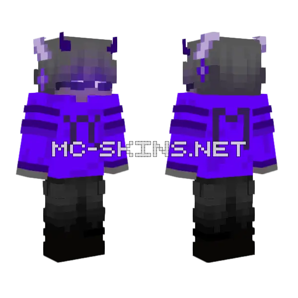 Purple Hoodie Guy Minecraft skin, front and back