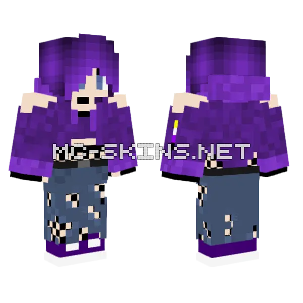 Purple Hoodie Star Pants Minecraft skin, front and back