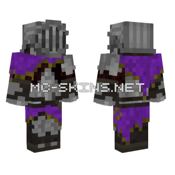 Purple Knight Minecraft skin, front and back