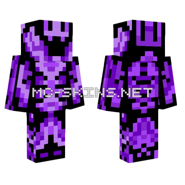 Purple Knight Zereus Minecraft skin, front and back