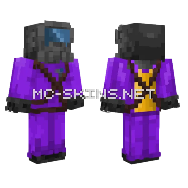 Purple Lethal Company Minecraft skin, front and back