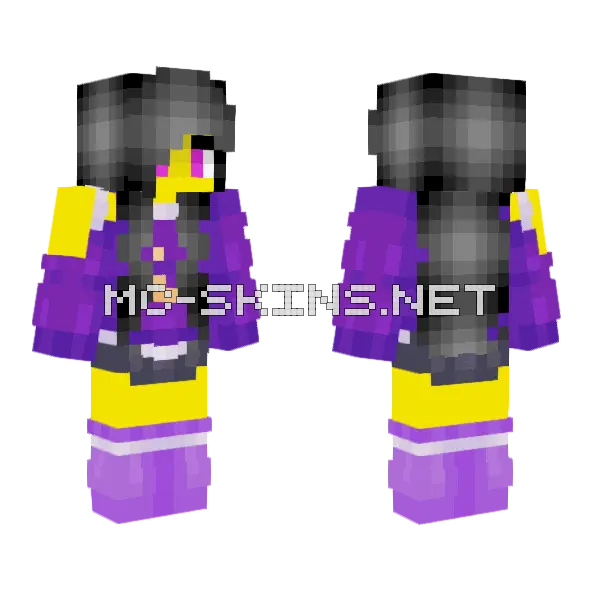 Purple Lunar Sweater Girl Minecraft skin, front and back