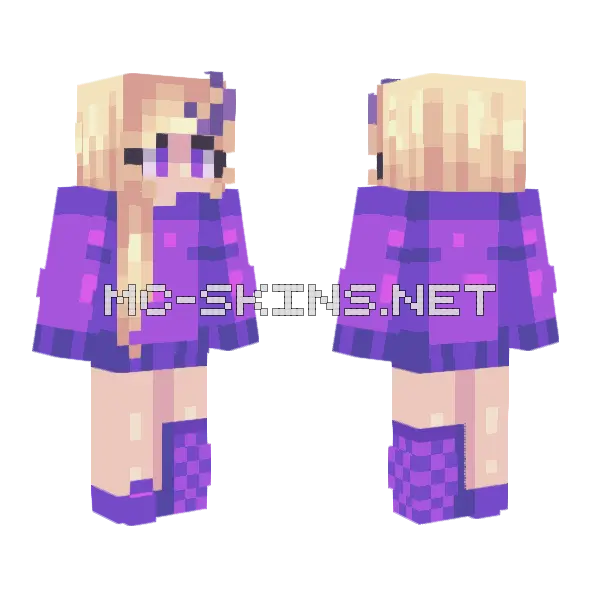 Purple Mage Girl Minecraft skin, front and back