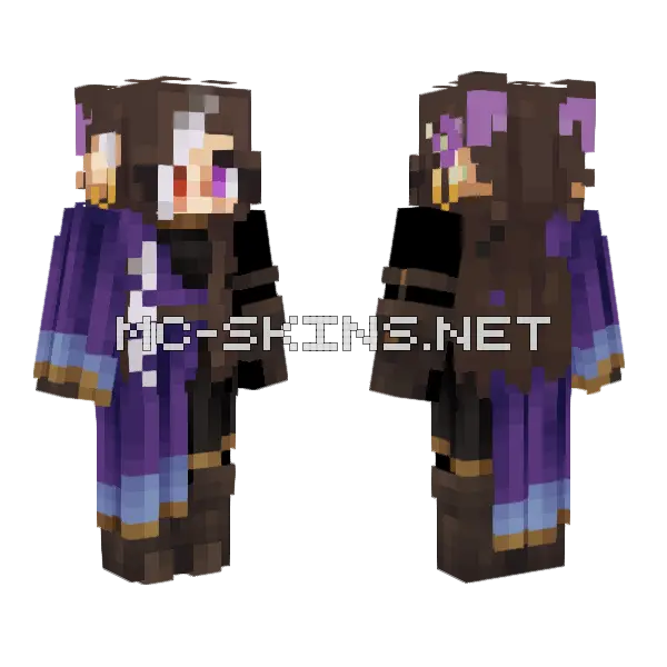 Purple Mage Robes Minecraft skin, front and back