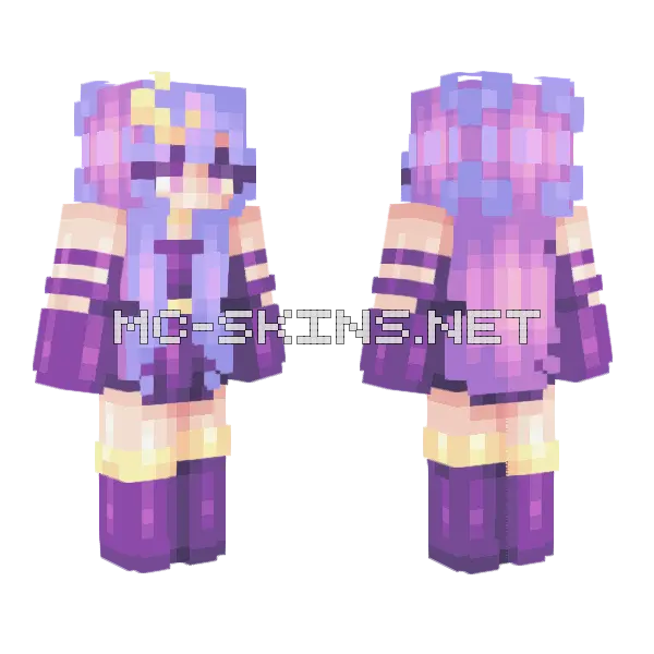 Purple Magical Girl Minecraft skin, front and back