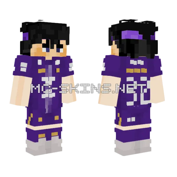 Purple Magician Outfit Minecraft skin, front and back