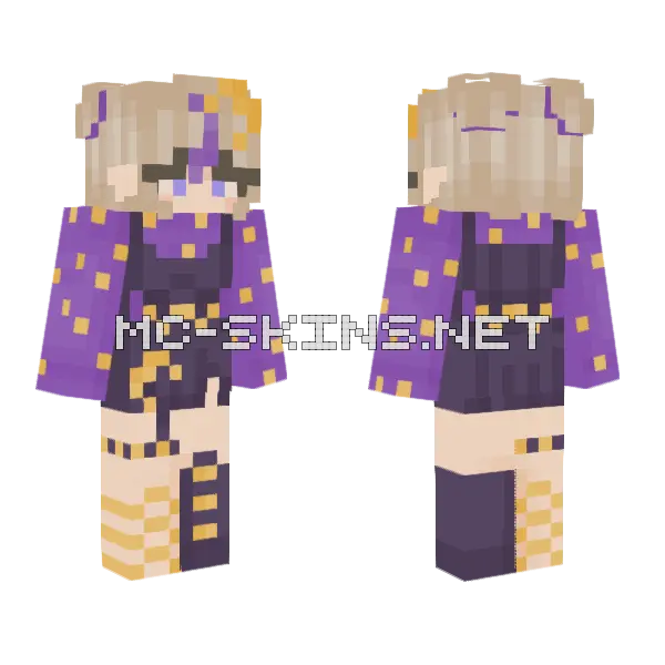 Purple Moon Girl Minecraft skin, front and back