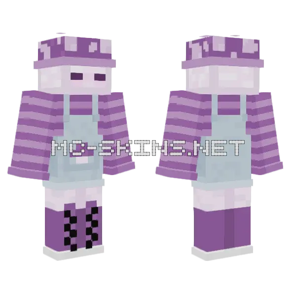 Purple Mushroom Minecraft skin, front and back