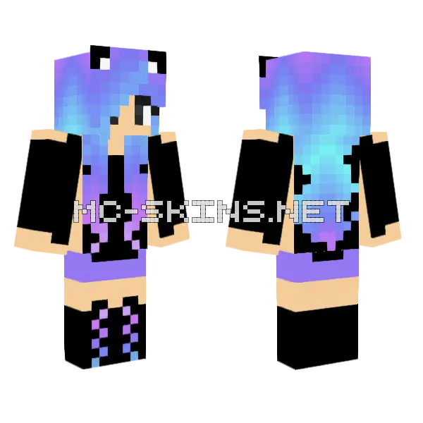 Purple Ombre Hair Girl, front and back