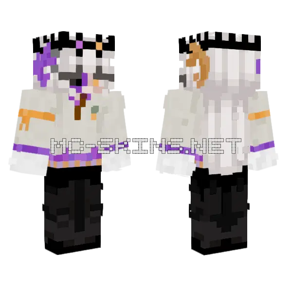 Purple Orange Ram Horns Minecraft skin, front and back