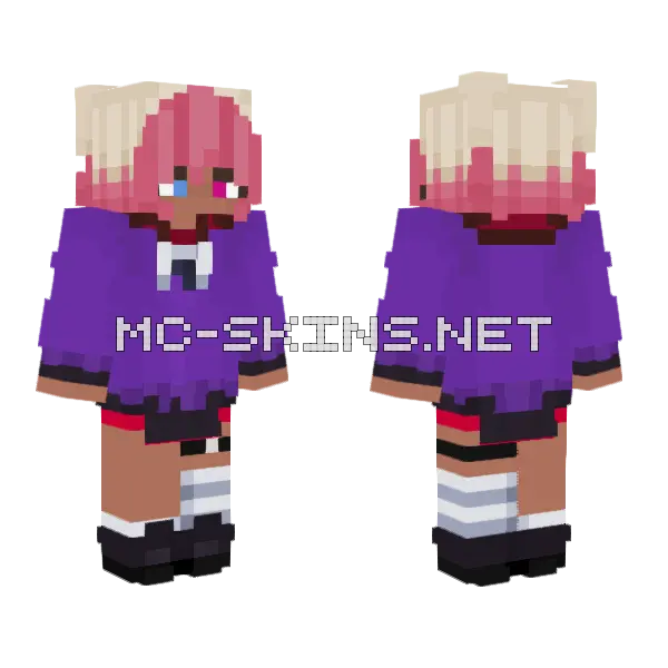 Purple Outfit Girl Minecraft skin, front and back