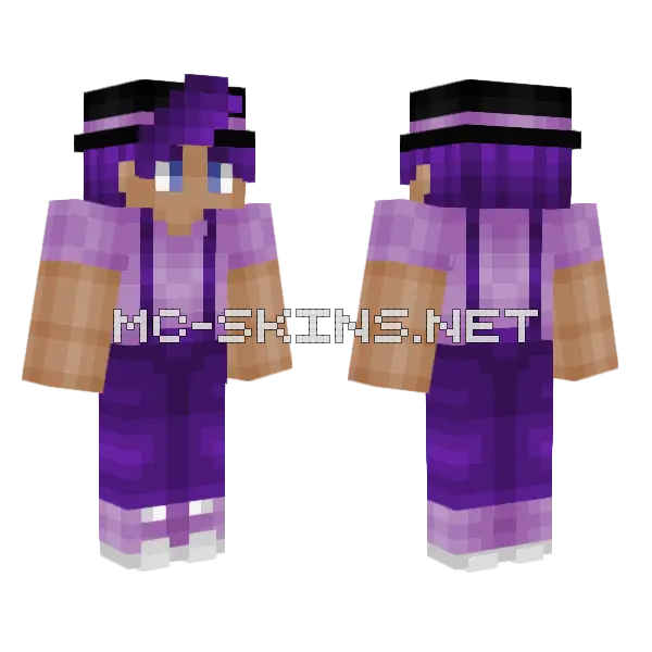 Purple Overalls Witch Minecraft skin, front and back